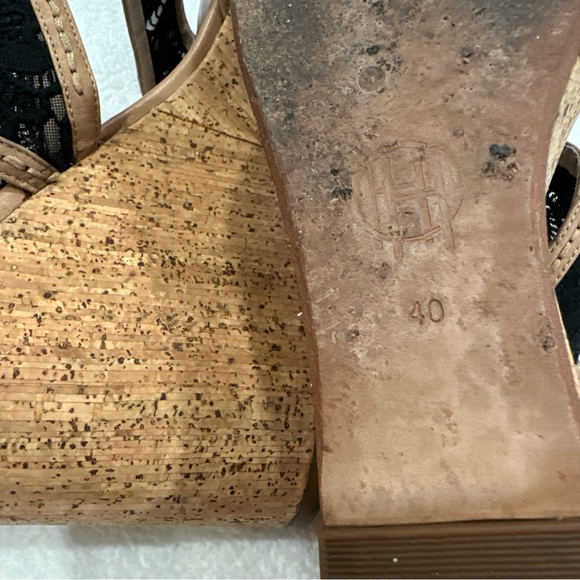 House of Harlow 1960 platform Gladys wedge sandals cork black lace size 40 - Picture 4 of 8